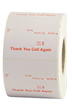 Direct Thermal Scale Labels with "Thank You Call Again" message printed in red 60mm x 50mm on 40mm core